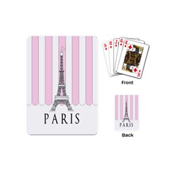 Pink Paris Eiffel Tower Stripes France Playing Cards (mini)  by Mariart