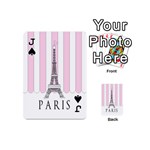 Pink Paris Eiffel Tower Stripes France Playing Cards 54 (Mini)  Front - SpadeJ