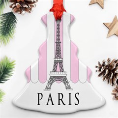 Pink Paris Eiffel Tower Stripes France Christmas Tree Ornament (two Sides) by Mariart