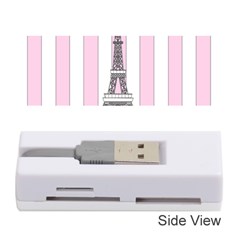 Pink Paris Eiffel Tower Stripes France Memory Card Reader (stick)  by Mariart