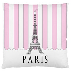 Pink Paris Eiffel Tower Stripes France Large Cushion Case (two Sides) by Mariart