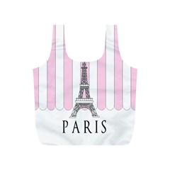 Pink Paris Eiffel Tower Stripes France Full Print Recycle Bags (s)  by Mariart