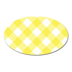 Plaid Chevron Yellow White Wave Oval Magnet