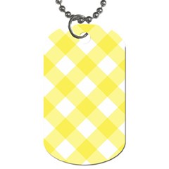 Plaid Chevron Yellow White Wave Dog Tag (one Side)