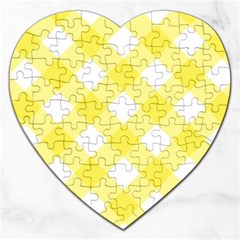 Plaid Chevron Yellow White Wave Jigsaw Puzzle (heart) by Mariart