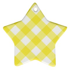 Plaid Chevron Yellow White Wave Star Ornament (two Sides)