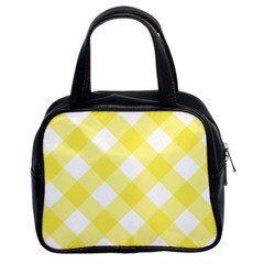 Plaid Chevron Yellow White Wave Classic Handbags (2 Sides) by Mariart