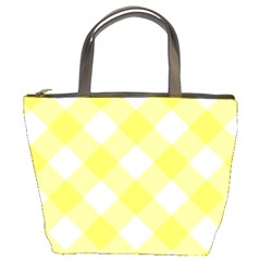 Plaid Chevron Yellow White Wave Bucket Bags by Mariart