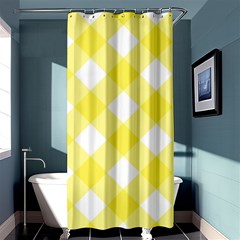 Plaid Chevron Yellow White Wave Shower Curtain 36  X 72  (stall)  by Mariart