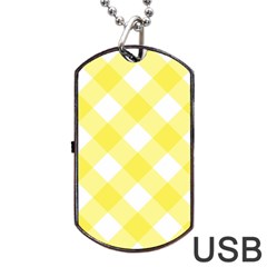 Plaid Chevron Yellow White Wave Dog Tag Usb Flash (one Side) by Mariart