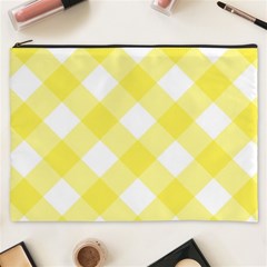 Plaid Chevron Yellow White Wave Cosmetic Bag (xxxl)  by Mariart