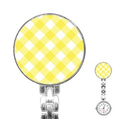 Plaid Chevron Yellow White Wave Stainless Steel Nurses Watch by Mariart