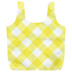 Plaid Chevron Yellow White Wave Full Print Recycle Bags (l)  by Mariart