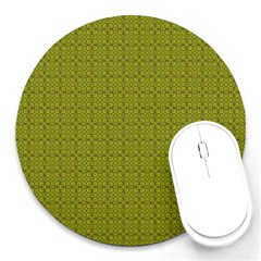 Royal Green Vintage Seamless Flower Floral Round Mousepads by Mariart