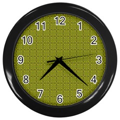 Royal Green Vintage Seamless Flower Floral Wall Clocks (black) by Mariart