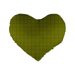 Royal Green Vintage Seamless Flower Floral Standard 16  Premium Flano Heart Shape Cushions by Mariart