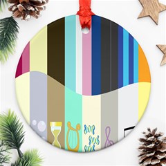 Rainbow Color Line Vertical Rose Bubble Note Carrot Ornament (round)