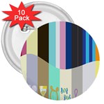 Rainbow Color Line Vertical Rose Bubble Note Carrot 3  Buttons (10 pack)  Front