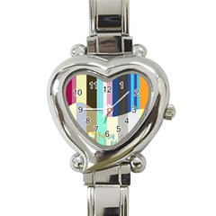 Rainbow Color Line Vertical Rose Bubble Note Carrot Heart Italian Charm Watch by Mariart