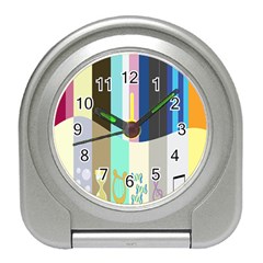 Rainbow Color Line Vertical Rose Bubble Note Carrot Travel Alarm Clocks by Mariart