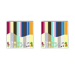 Rainbow Color Line Vertical Rose Bubble Note Carrot Cufflinks (square) by Mariart