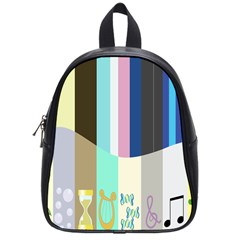 Rainbow Color Line Vertical Rose Bubble Note Carrot School Bags (Small) 