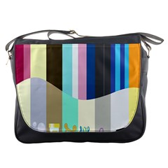 Rainbow Color Line Vertical Rose Bubble Note Carrot Messenger Bags