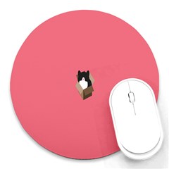 Minimalism Cat Pink Animals Round Mousepads by Mariart