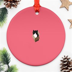 Minimalism Cat Pink Animals Ornament (round) by Mariart