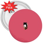 Minimalism Cat Pink Animals 3  Buttons (10 pack)  Front