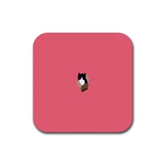 Minimalism Cat Pink Animals Rubber Coaster (square) 