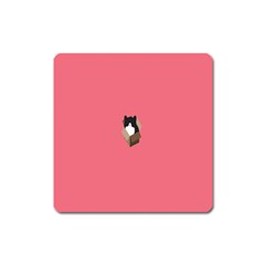 Minimalism Cat Pink Animals Square Magnet by Mariart