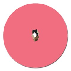 Minimalism Cat Pink Animals Magnet 5  (round) by Mariart