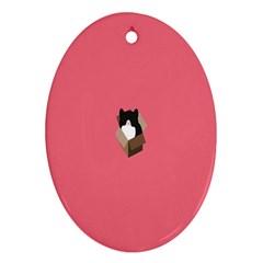 Minimalism Cat Pink Animals Oval Ornament (two Sides) by Mariart