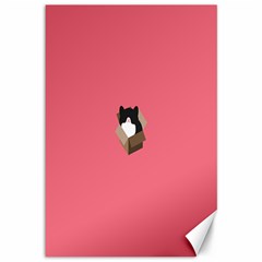 Minimalism Cat Pink Animals Canvas 12  X 18   by Mariart