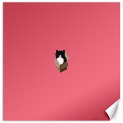 Minimalism Cat Pink Animals Canvas 16  X 16   by Mariart