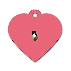 Minimalism Cat Pink Animals Dog Tag Heart (one Side) by Mariart