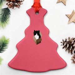 Minimalism Cat Pink Animals Christmas Tree Ornament (two Sides) by Mariart