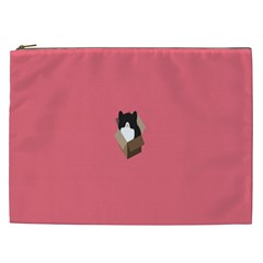 Minimalism Cat Pink Animals Cosmetic Bag (xxl)  by Mariart