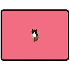 Minimalism Cat Pink Animals Double Sided Fleece Blanket (large)  by Mariart