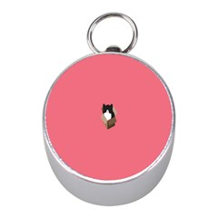 Minimalism Cat Pink Animals Mini Silver Compasses by Mariart