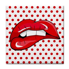 Sexy Lips Red Polka Dot Tile Coasters by Mariart