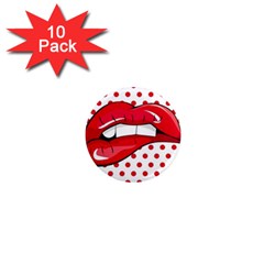 Sexy Lips Red Polka Dot 1  Mini Magnet (10 Pack)  by Mariart