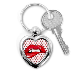 Sexy Lips Red Polka Dot Key Chains (heart) 