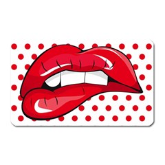 Sexy Lips Red Polka Dot Magnet (rectangular) by Mariart