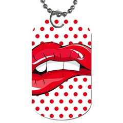 Sexy Lips Red Polka Dot Dog Tag (one Side) by Mariart