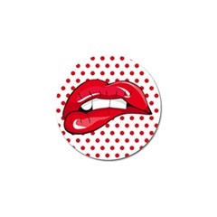 Sexy Lips Red Polka Dot Golf Ball Marker (4 Pack) by Mariart