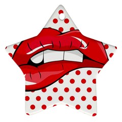 Sexy Lips Red Polka Dot Star Ornament (two Sides)