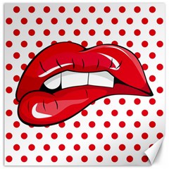 Sexy Lips Red Polka Dot Canvas 12  X 12   by Mariart