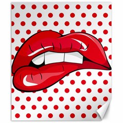 Sexy Lips Red Polka Dot Canvas 20  X 24   by Mariart